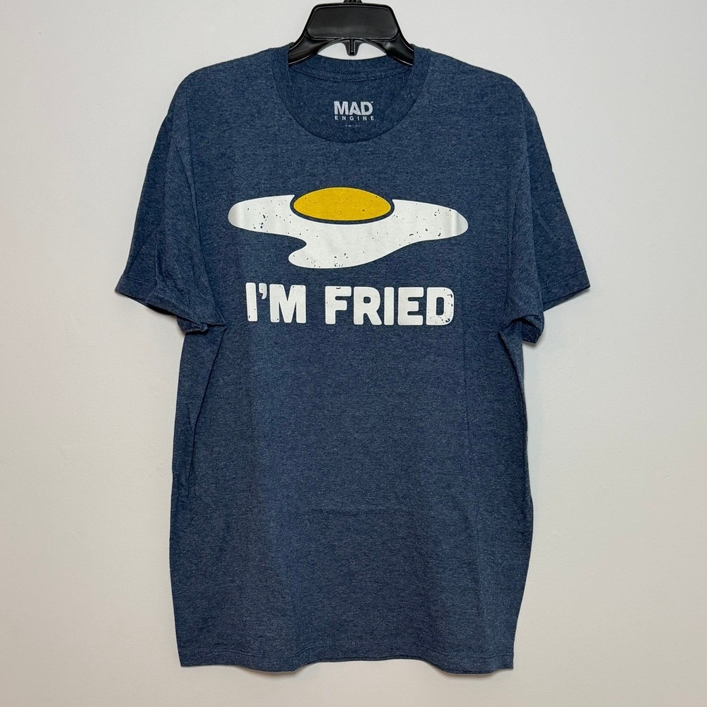 I'm Fried Egg Graphic T Shirt Navy Blue Men's Large Funny Breakfast Foodie Tee